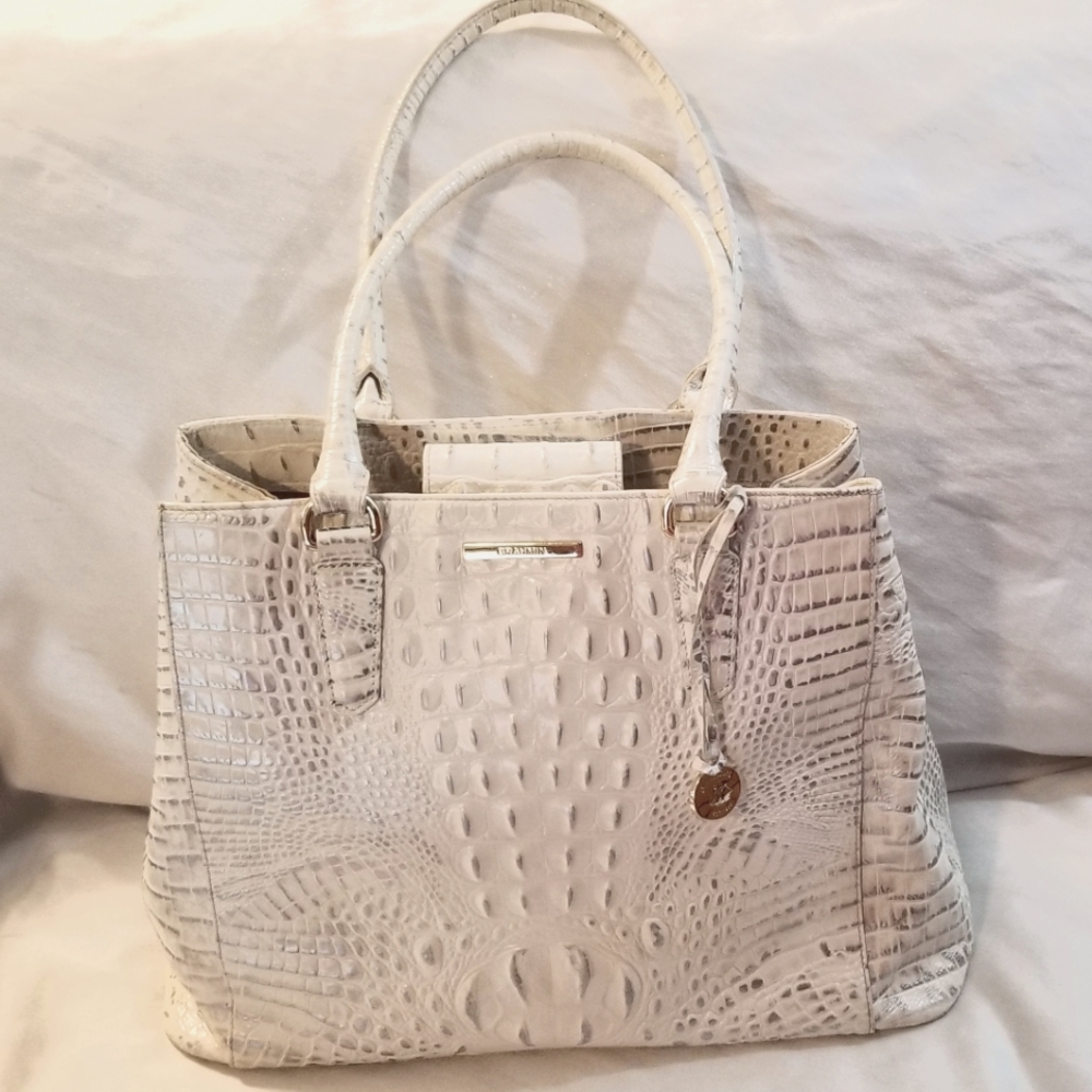 Brahmin Joan Tote White/Silver